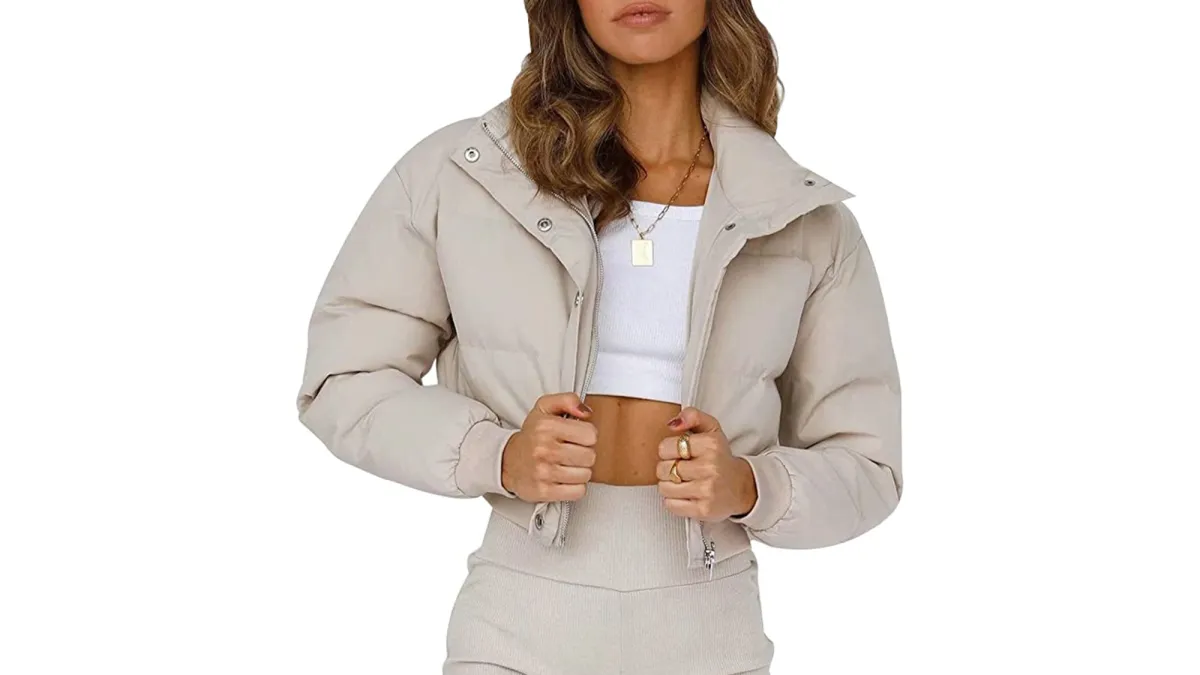 Gihuo Women's Cropped Puffer Jacket