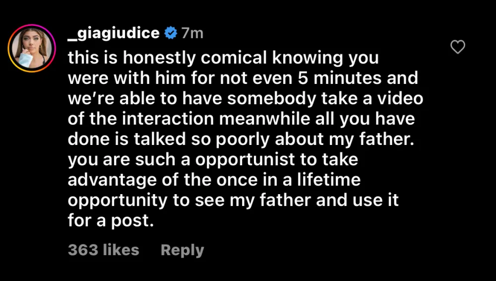 Gia Giudice Slams 'Opportunist' Uncle Joe Gorga as He Reunites With Joe Giudice Amid Teresa Feud: 'Honestly Comical'