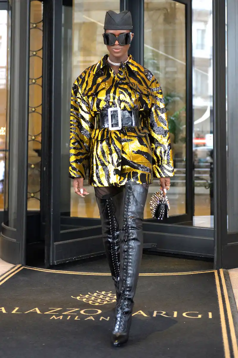 Jodie Turner Smith spotted waiting for the moschino fashion show