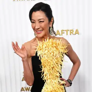 Michelle Yeoh's Schiaparelli SAG Awards Gown Is Dividing the Internet: See Her Fringe Ensemble wave SAG Awards 2023