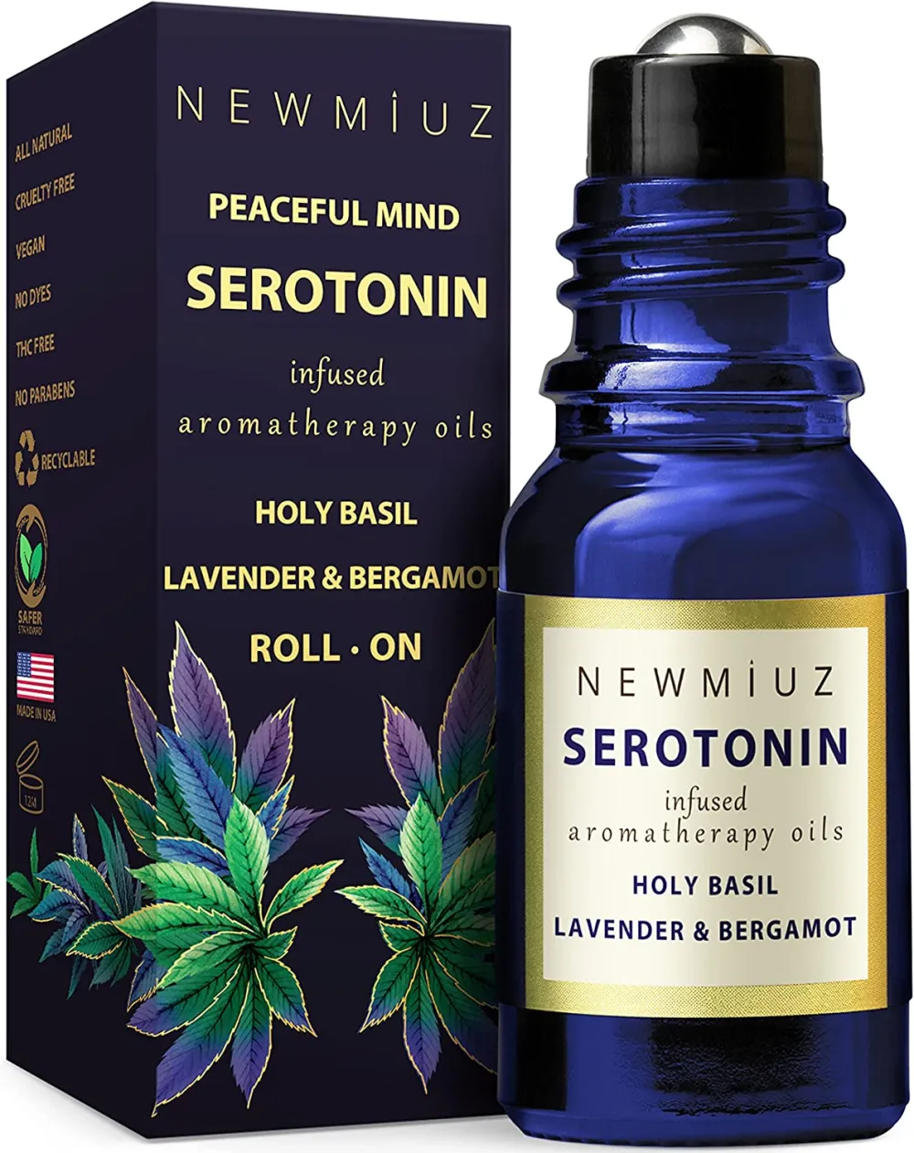 NEW MIUZ Anti Stress Serotonin Lavender Roll On Essential Oil