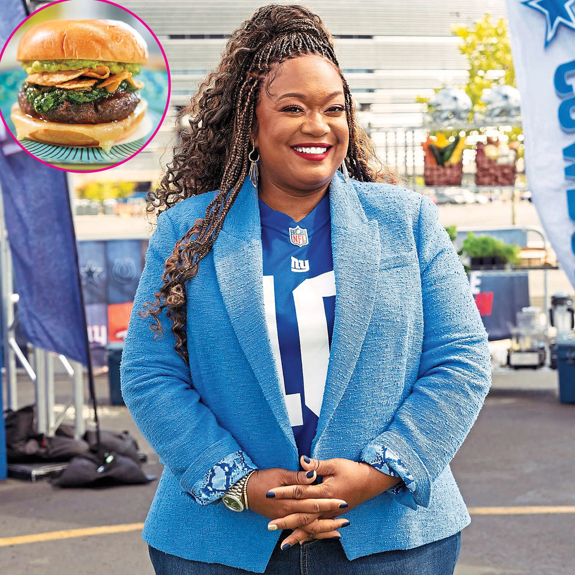 NFL Tailgate Takedown’s Sunny Anderson Shares How to Make Her Spice Green Goddess Burger for Super Bowl Sunday