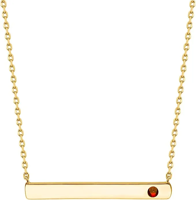 PAVOI 14K Gold Plated Crystal Birthstone Bar Necklace