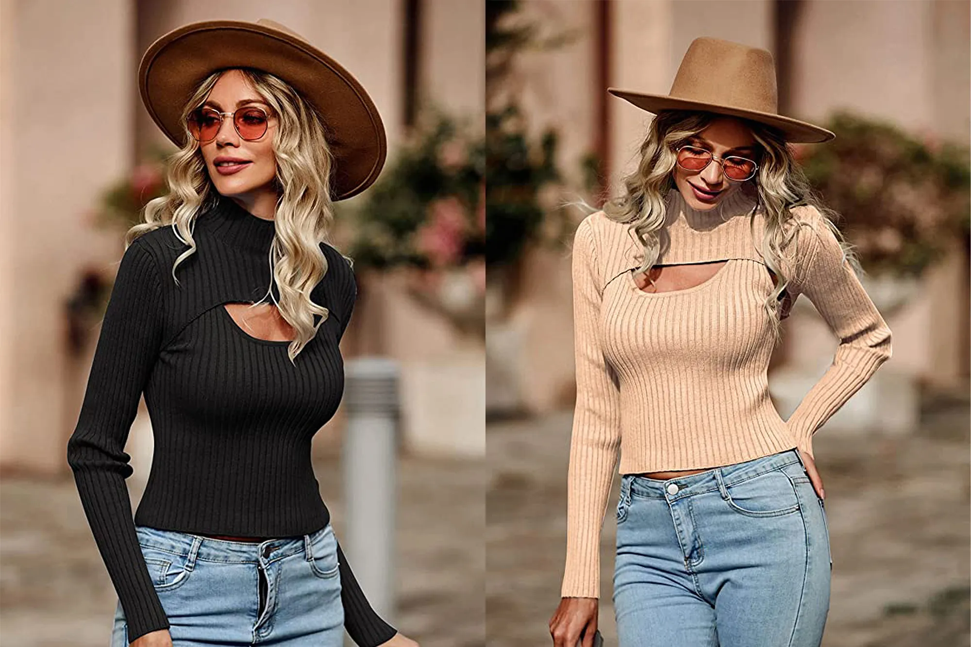 PRETTYGARDEN-Women's-2-Piece-Cutout-Long-Sleeve-Mock-Neck-Top