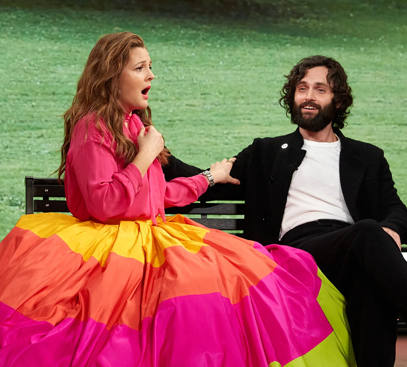 Penn Badgley Surprises You Superfan Drew Barrymore While Locked in a Glass Cage