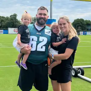 Philadelphia Eagles Center Jason Kelce and Wife Kylie McDevitt Welcome Baby No. 3 eagles jersey
