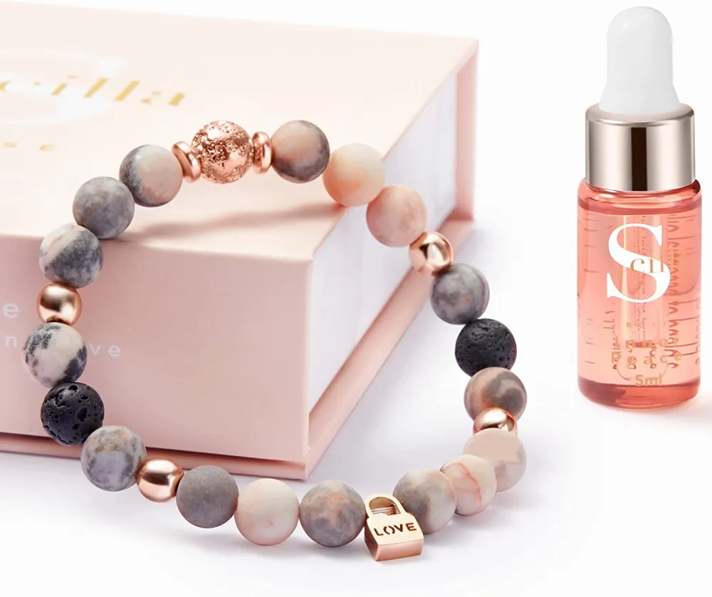 Scilla ROSE Anxiety Bracelet and Lavender Essential Oil Gift Set