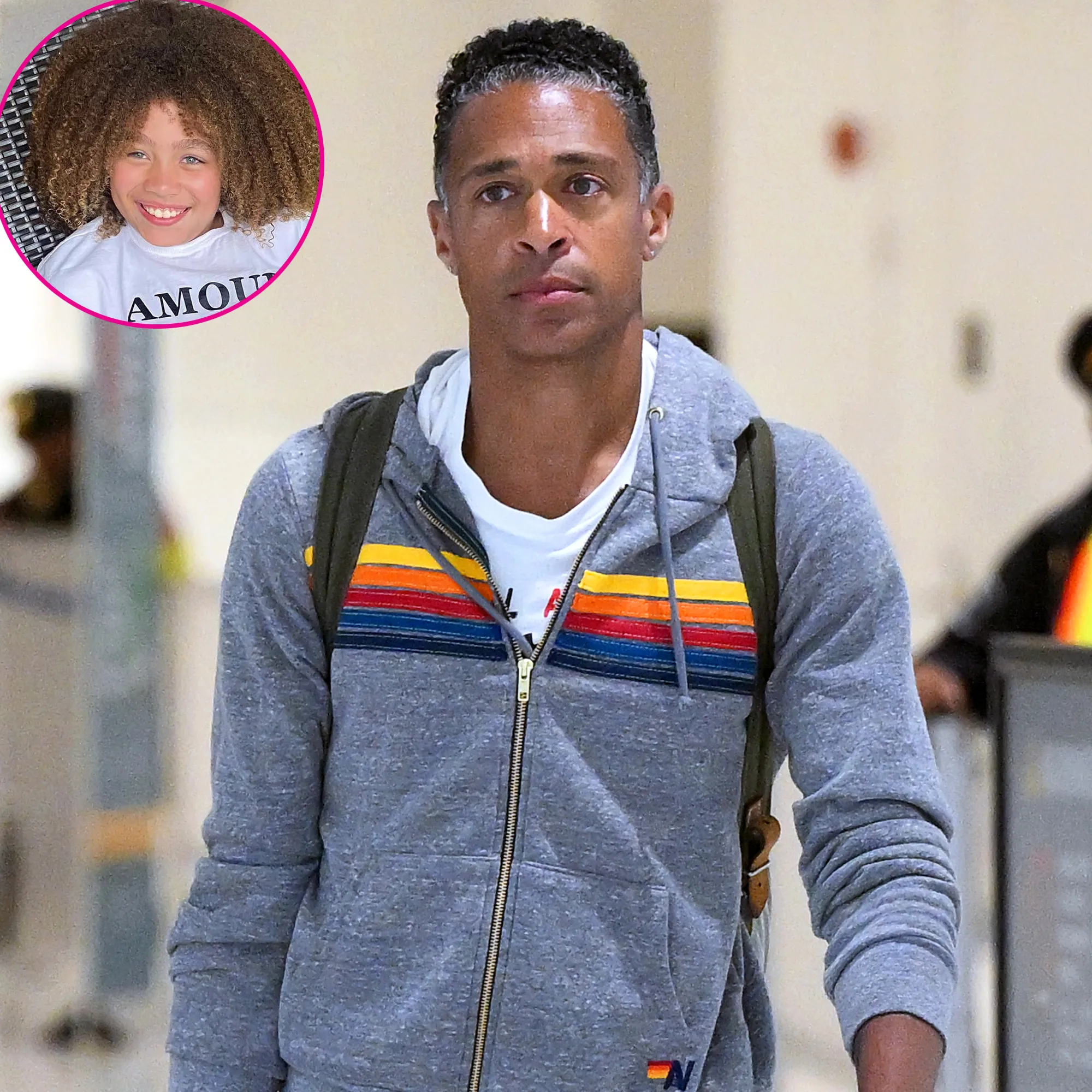 T.J. Holmes Spotted With Daughter Sabine at Airport After PDA-Filled Vacation With Amy Robach