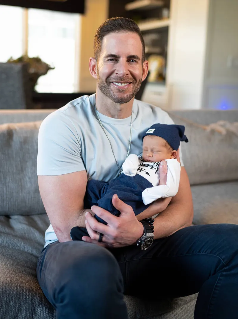 Tarek El Moussa and Heather Rae Young's Son Tristan's Baby Album: Photos grey shirt