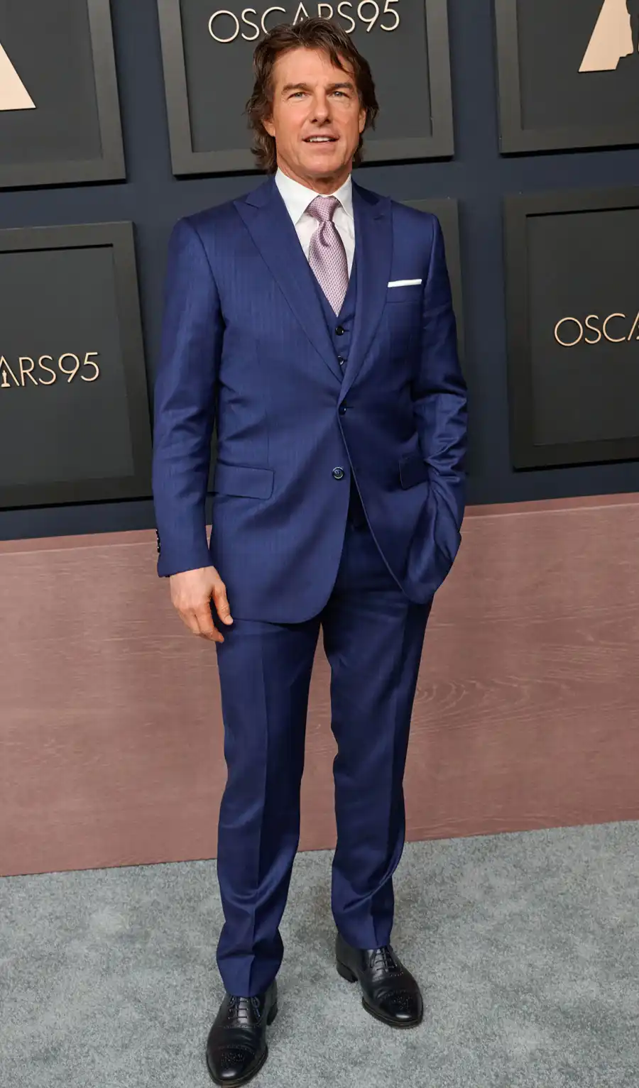 Tom Cruise Shows Off Long Hair black dress shoes