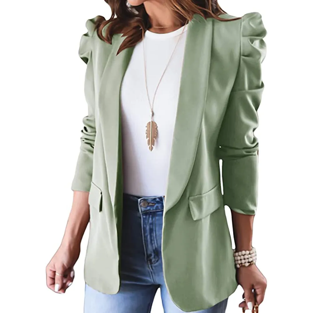 amazon-happy-sailed-puff-sleeve-blazer-green