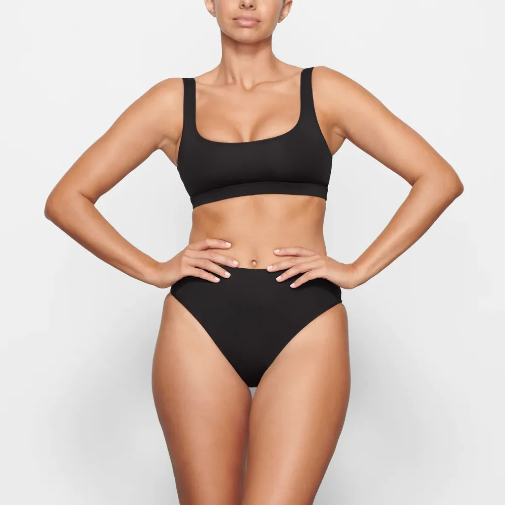black swim top