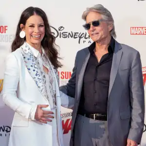 Evangeline Lilly and Michael Douglas Ant-Man premiere