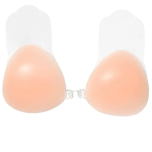 Altheanray Adhesive Sticky Bra Silicone Push Up Bra Invisible Lifting Backless Strapless Bra for Women Nude (WX001-L)