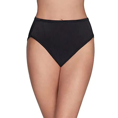 Vanity Fair Women's Illumination Hi Cut Panties (Regular & Plus Size), Midnight Black, 7