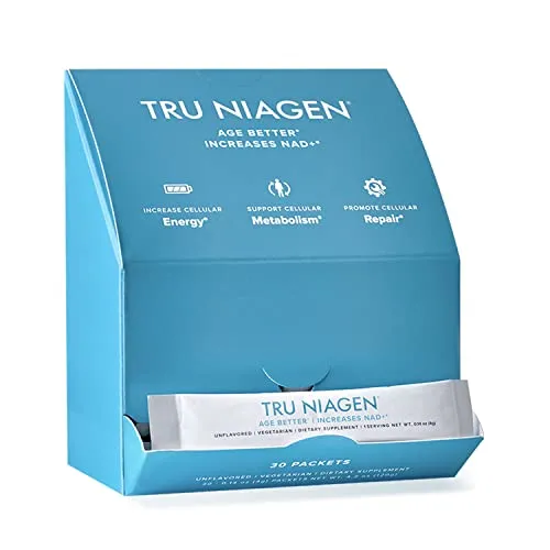 TRU NIAGEN Multi Award Winning Patented NAD+ Boosting Supplement Nicotinamide Riboside Powder NR for On-The-Go. Cellular Energy, Repair, Healthy Aging - 30ct/300mg - Good Source of Fiber