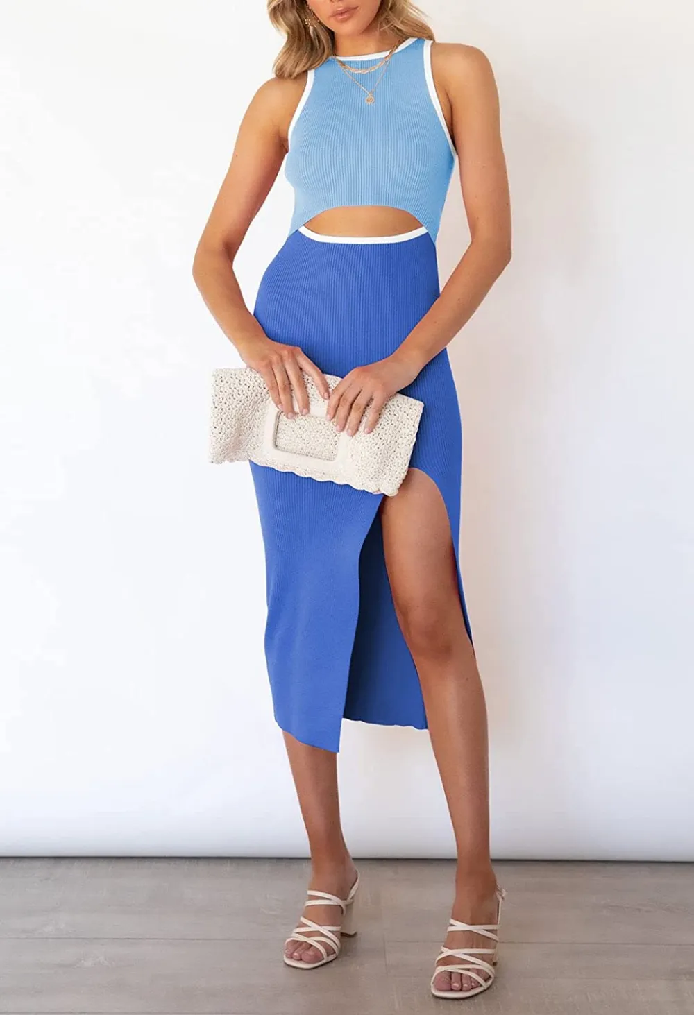 blue two-toned dress