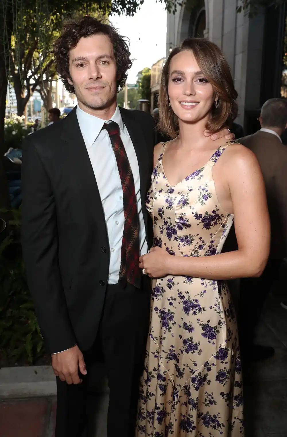 Adam Brody Says Whirlwind Marriage to Leighton Meester Was an &lsquo;Easy Decision&rsquo; cream floral dress