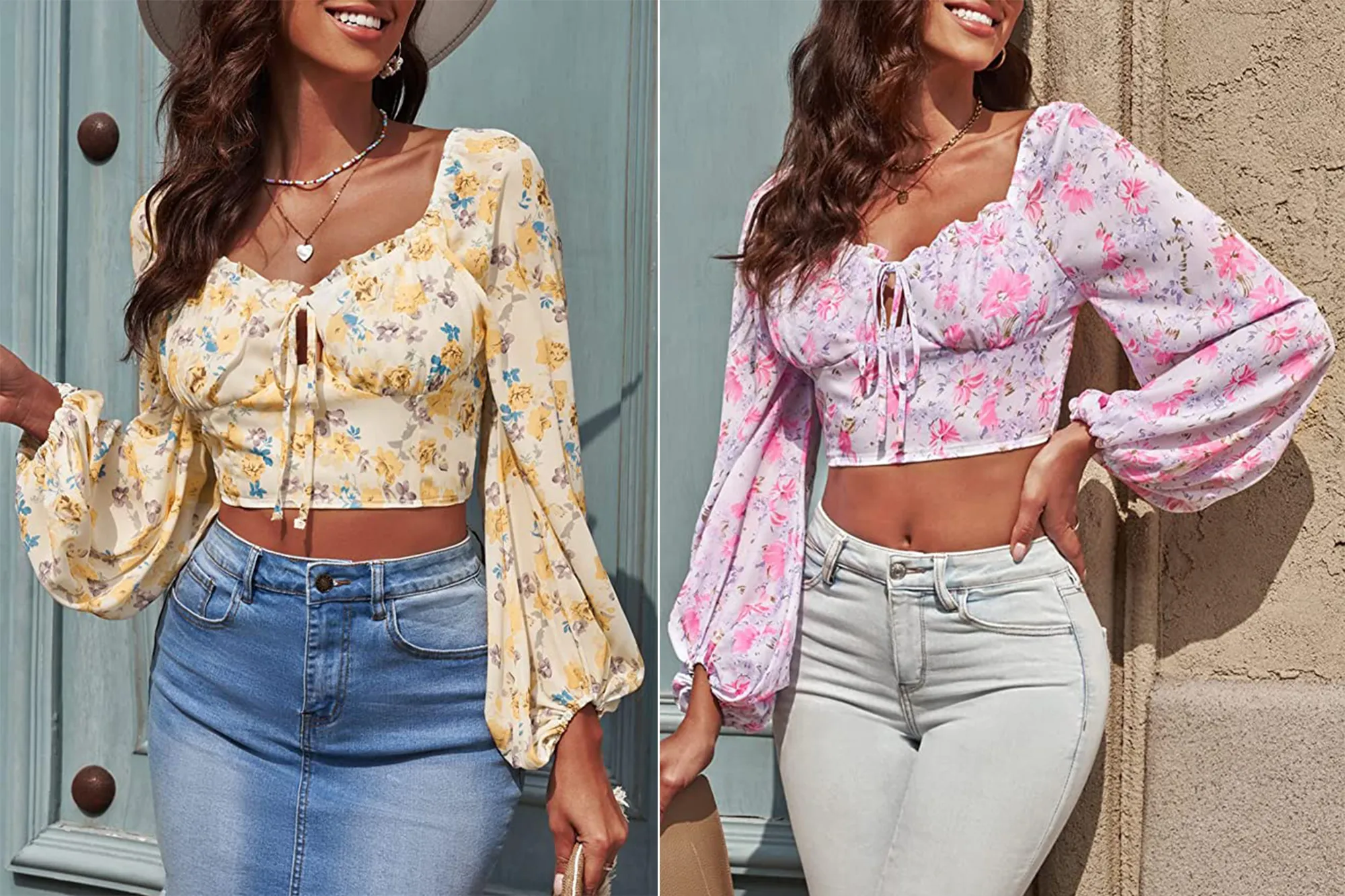 AlvaQ Square Neck Floral Crop Top