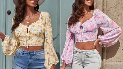 AlvaQ Square Neck Floral Crop Top