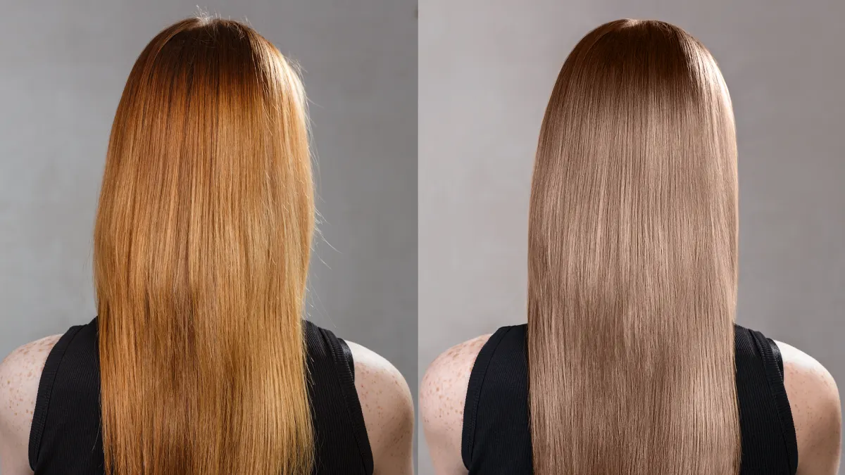 Before-After-Hair-Color-Stock-Photo