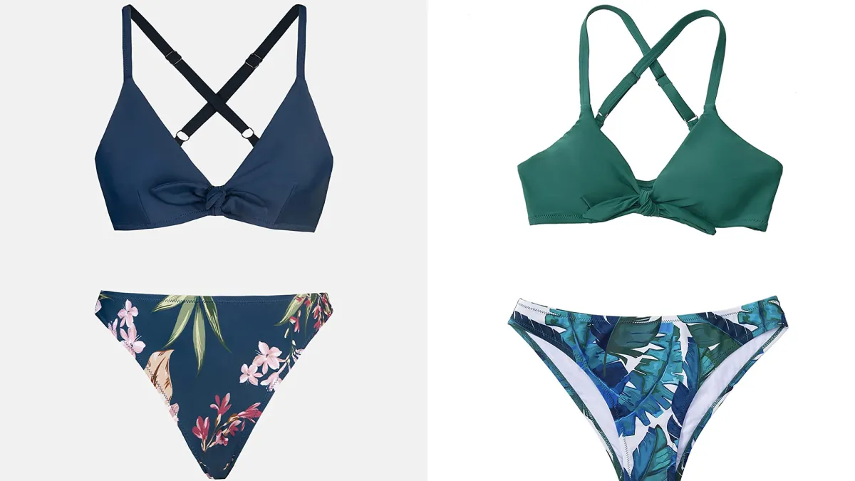 CUPSHE Women's Floral Print Adjustable Bikini