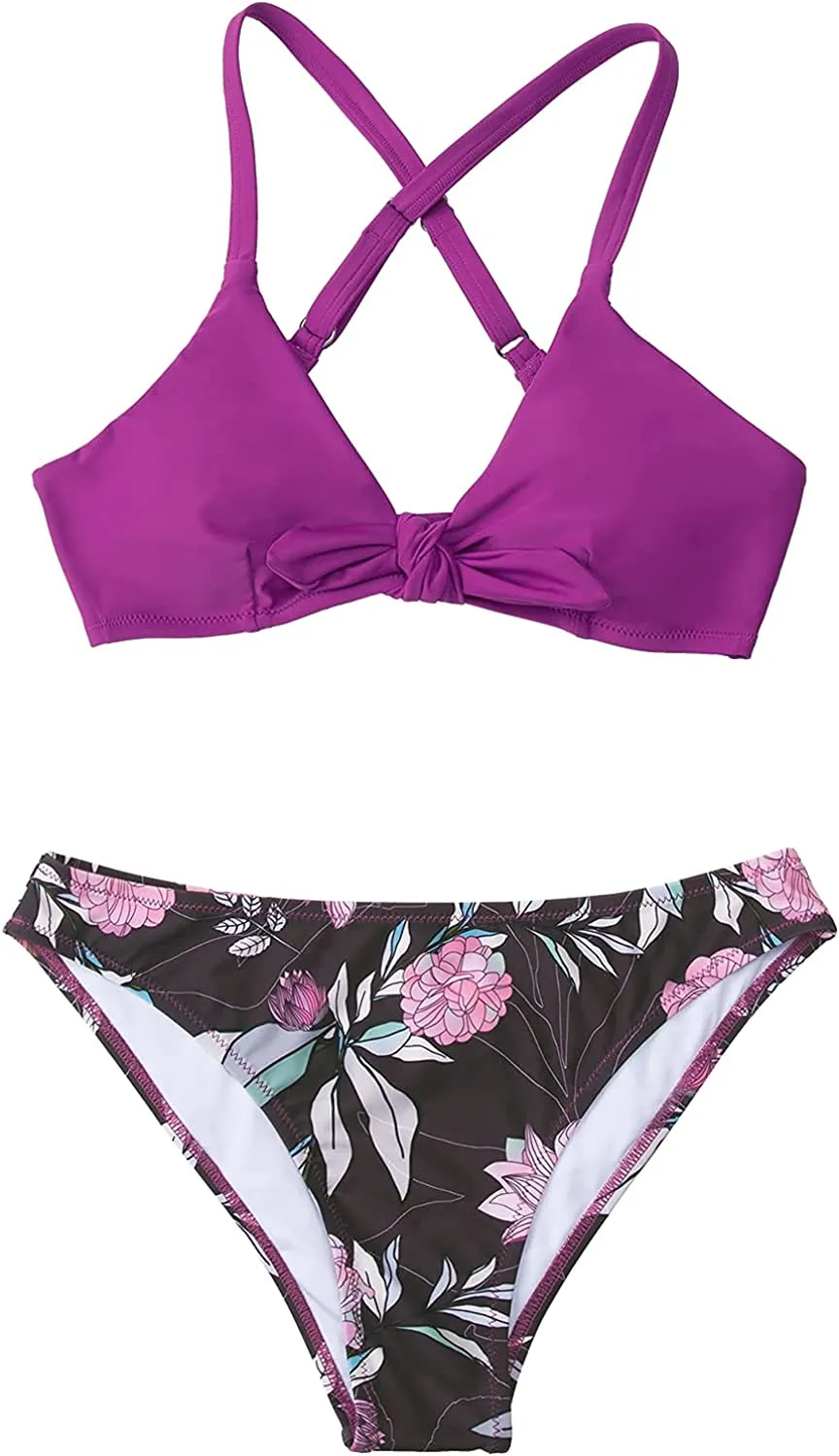 CUPSHE Women's Floral Print Adjustable Bikini