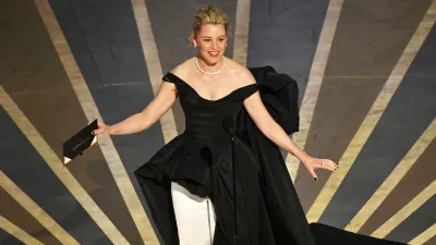 Elizabeth Banks Trips On Stage While Presenting During the Oscars and Blames