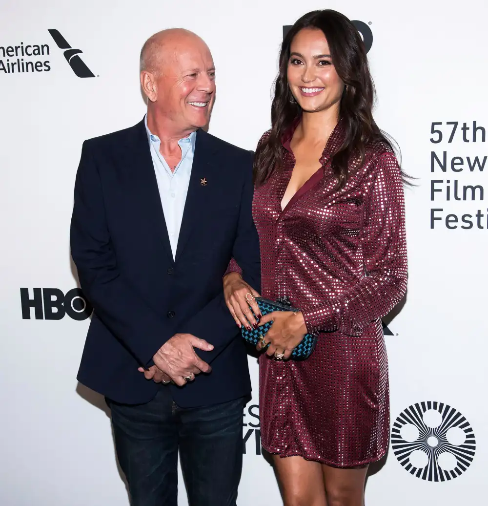 Emma Heming Slams Claim She's Using Bruce Willis' Diagnosis for Fame maroon dress