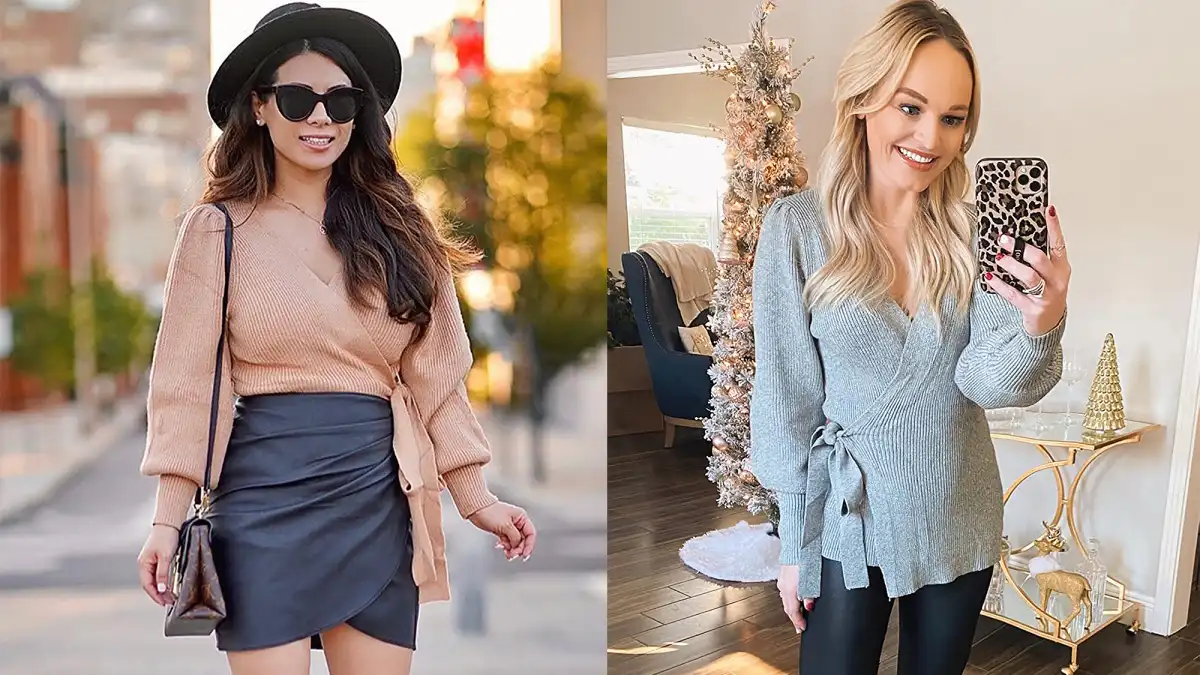 KIRUNDO Wrap V-Neck Sweater