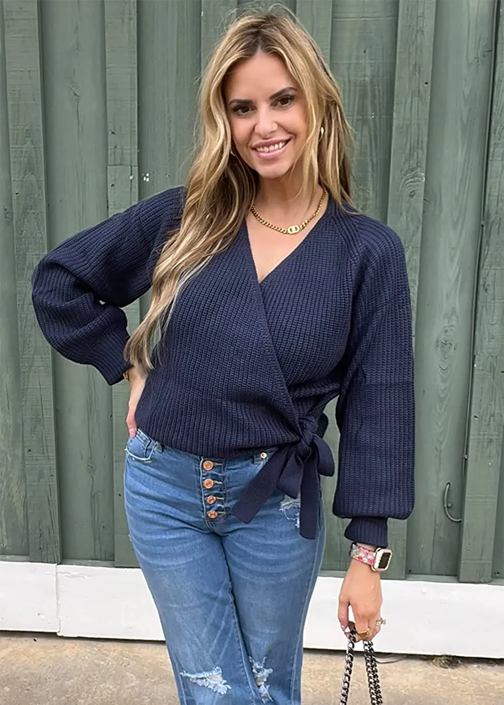 KIRUNDO Wrap V-Neck Sweater