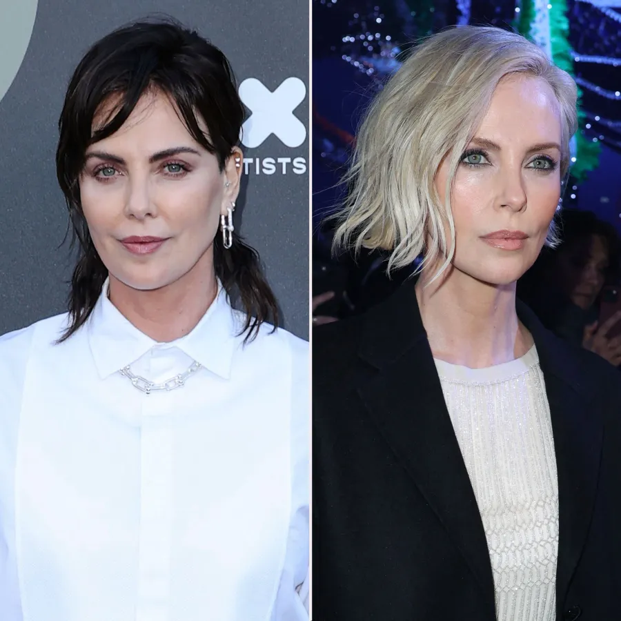 Lily James, Brad Pitt and More Celebrity Hair Transformations of 2023 Charlize Theron black hair blonde hair