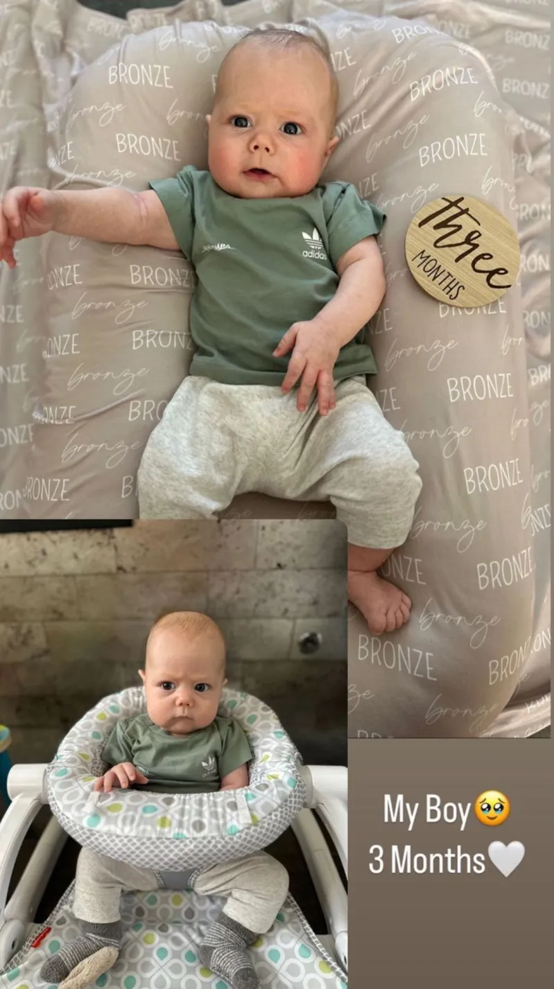 Patrick Mahomes and Wife Brittany Matthews’ Family Photos With Daughter Sterling and Son Bronze green shirt