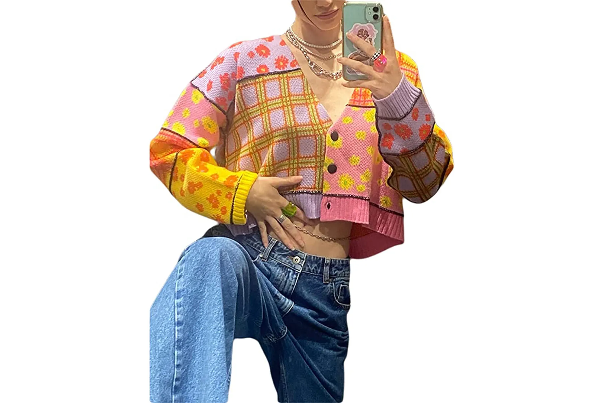 RUEWEY Women's Cropped Cardigan Sweater