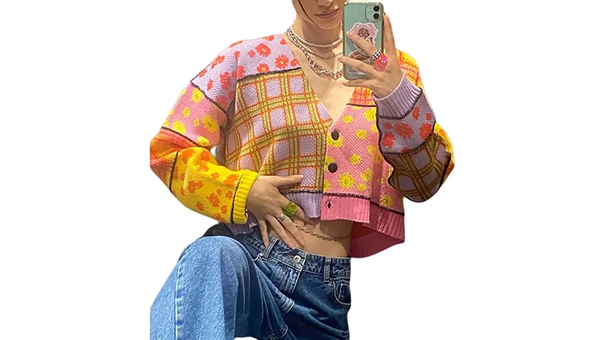 RUEWEY Women's Cropped Cardigan Sweater