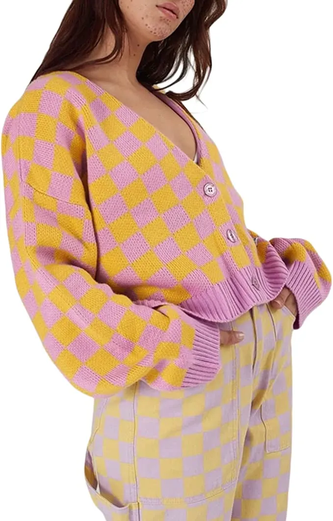 RUEWEY Women's Cropped Cardigan Sweater