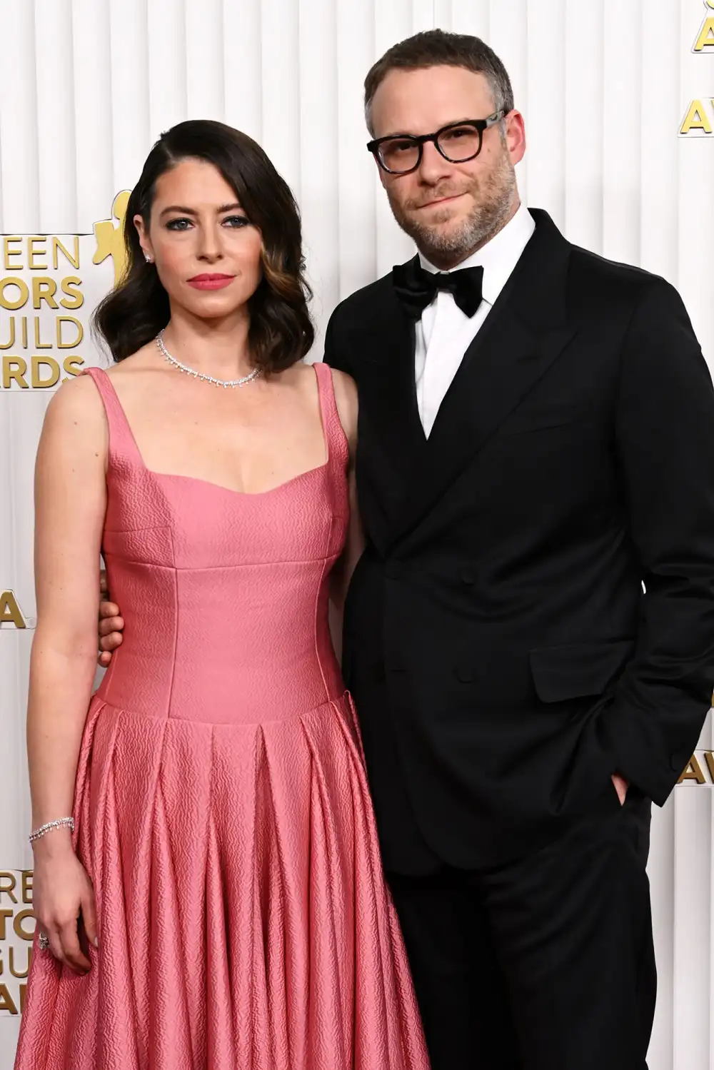Seth Rogen Opened Up About How Not Having Kids With Wife Lauren Miller &lsquo;Helps Him Succeed&rsquo; in His Career pink gown