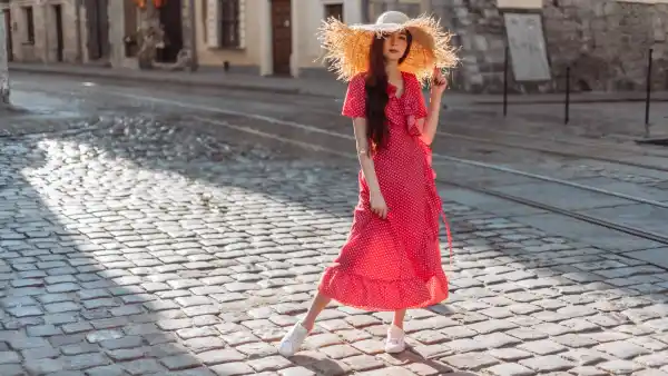 Spring-Dress-With-Sneakers-Stock-Photo