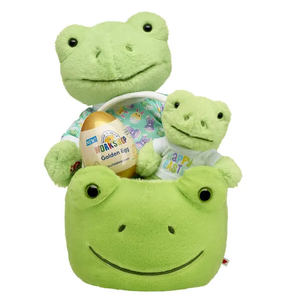 Spring Green Frog Golden Egg Easter Basket Gift Set