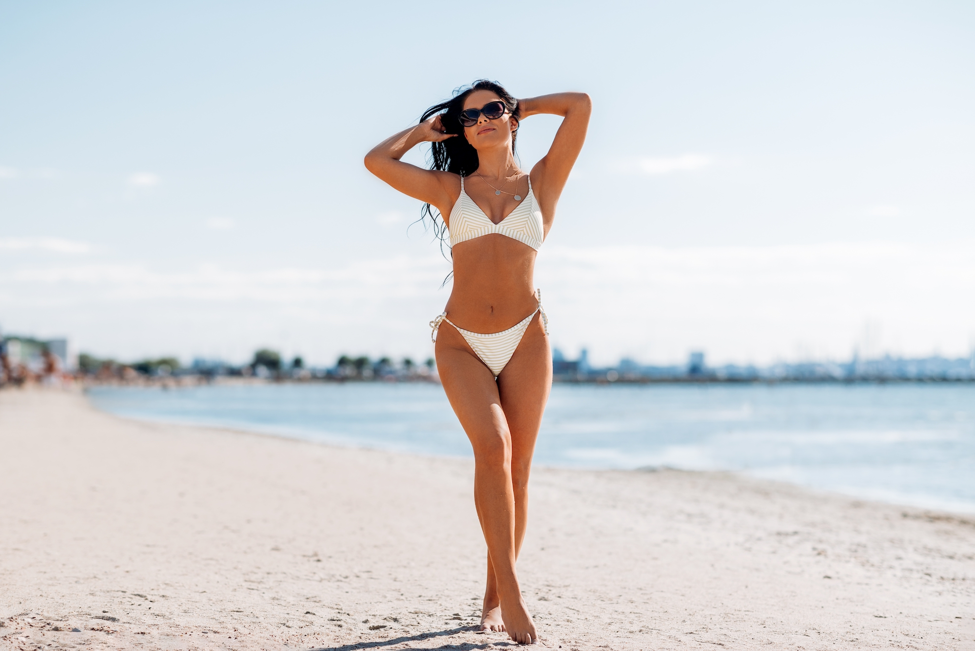 Woman-In-White-Bikini-Stock-Photo