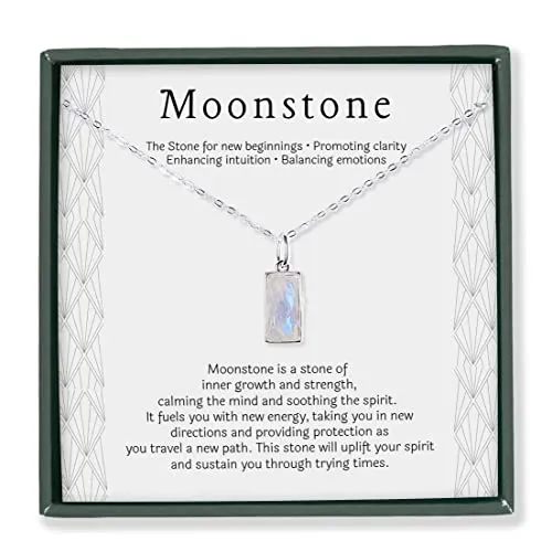 HOPE LOVE SHINE New Beginnings Rainbow Moonstone Sterling Silver Necklace for Women - Gifts for Her - Divorce Gifts for Women, Fertility Necklace, Break Up, Recovery, Retirement