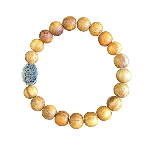 Handmade Palo Santo Bracelet Negative Energy Protection Yoga Wellness Gift for Women Made in USA 6.5 inch Stretch (Small Wrist)