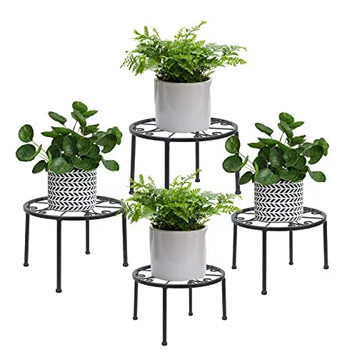 CADANI 4-Pack Decent Metal Plant Stands, Anti-Rust Iron Flower Pot Stand, Heavy Duty Plant Pot Shelf, Decoration Racks for Replica Luxury Handbag Indoor and Outdoor
