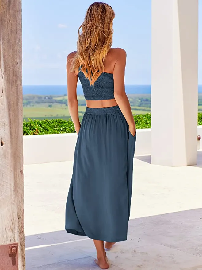 ANRABESS Women's Crop Top & High Waist Skirt Set