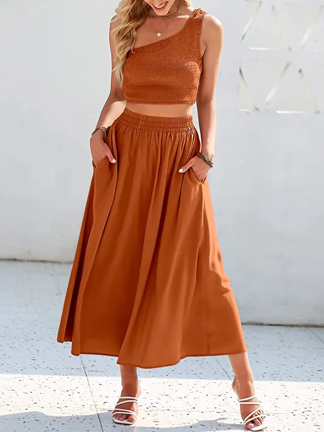 ANRABESS Women's Crop Top & High Waist Skirt Set