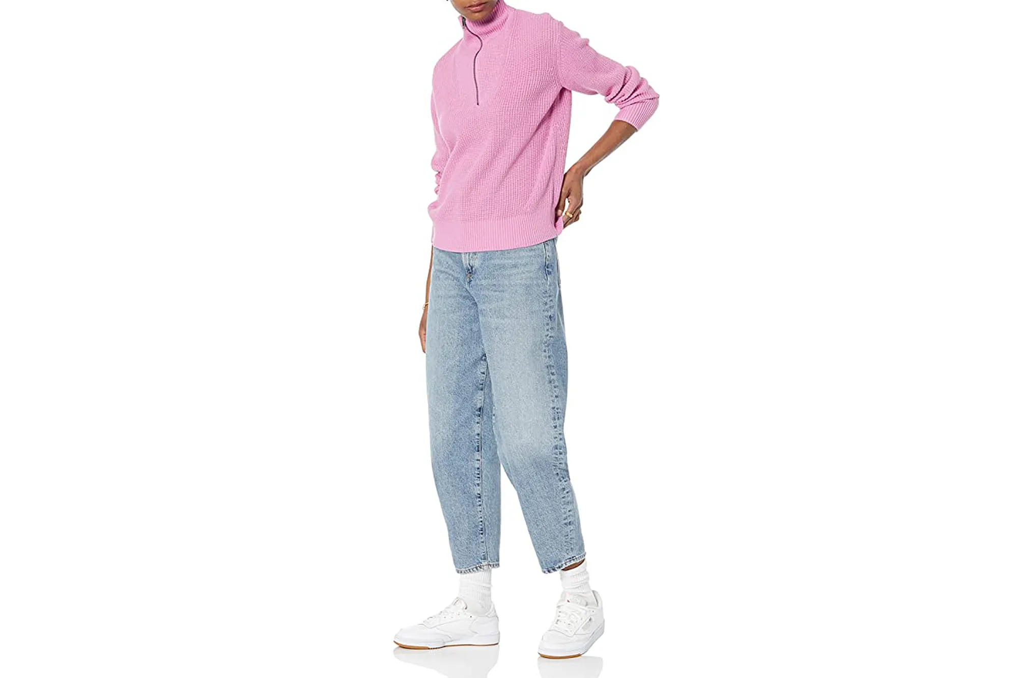 Amazon Aware Women's Relaxed-Fit Ribbed Half Zip Sweater