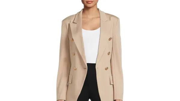 Attitude Unknown Women's Metallic Button Blazer