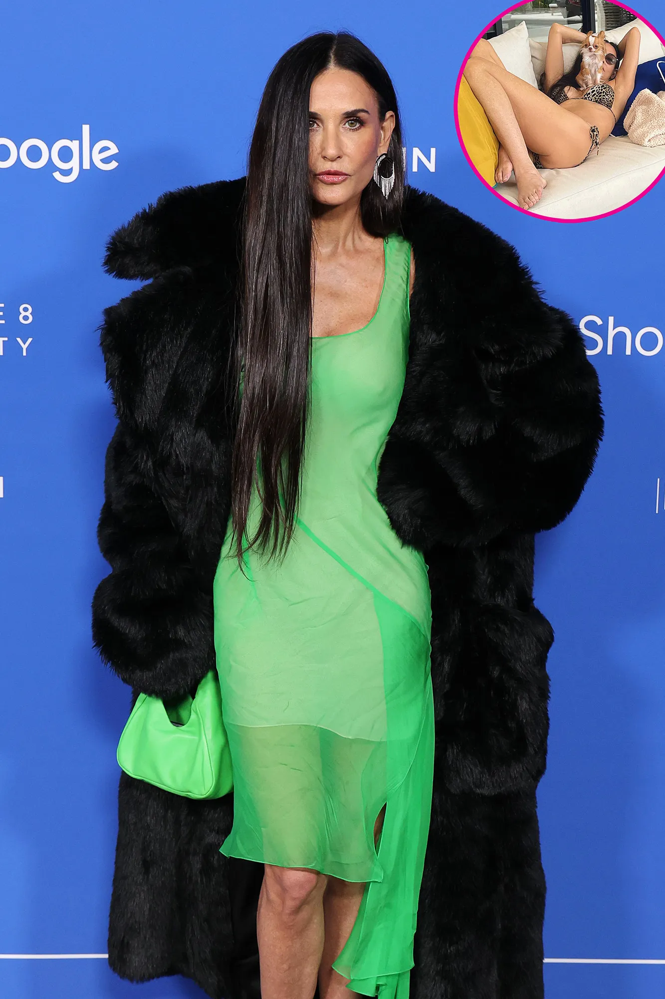 Demi Moore 60 Stuns While Lounging in Bikini In Sweet Photos With Dog Pilaf at the Beach 025