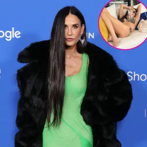 Demi Moore 60 Stuns While Lounging in Bikini In Sweet Photos With Dog Pilaf at the Beach 025