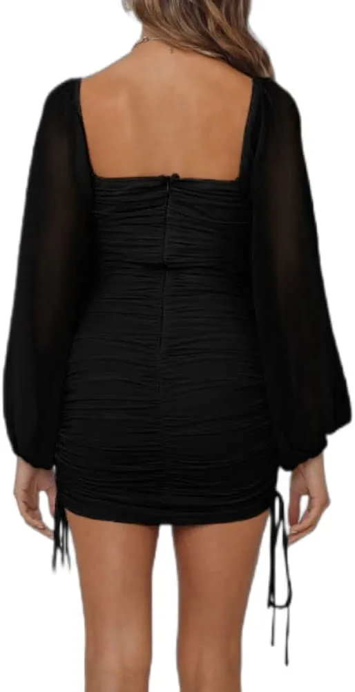 FOROLAV Mesh Bodycon Mini Dress